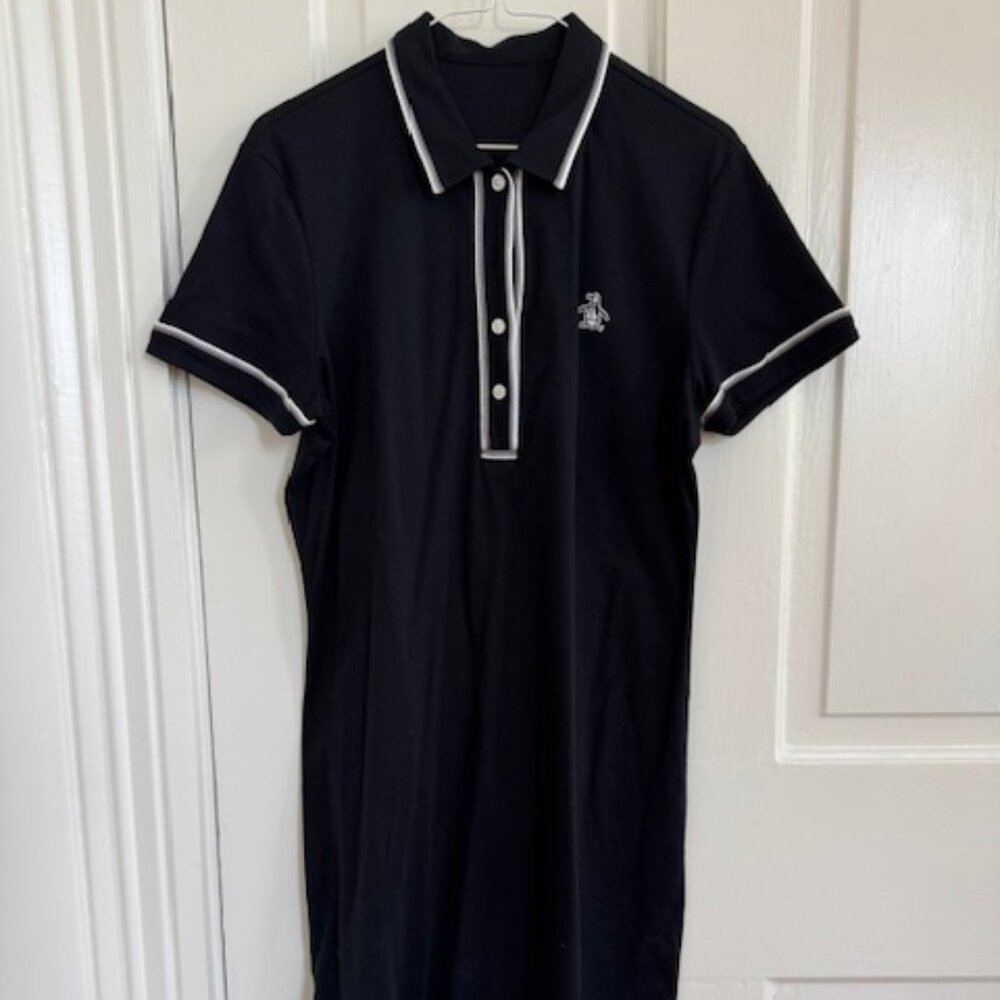 Black Polo-Style Women's Dress with Contrast Trim